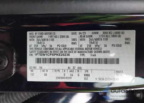 2023 Ford F-150 Xl z USA, uszkodzony, nr VIN 1FTEW1CPXPKE20236